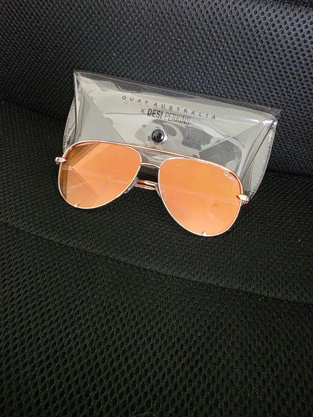 Quay Australia Rose-Gold Frame Sunglasses with Orange Lenses